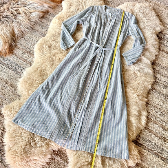 💋SOLD💋⛱️🌊DÔEN ‘Lorena’ Organic Cotton Voile Dress Monte Isola Stripe XS - Picture 9 of 17